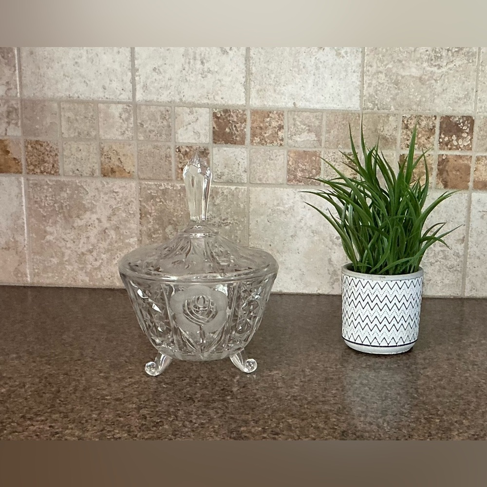 Vintage Crystal Imperlux Footed Candy Dish With Lid German Made, 9 inches tall